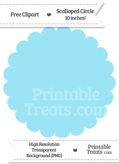 Pastel Aqua Blue Scalloped Circle Clipart from PrintableTreats.com