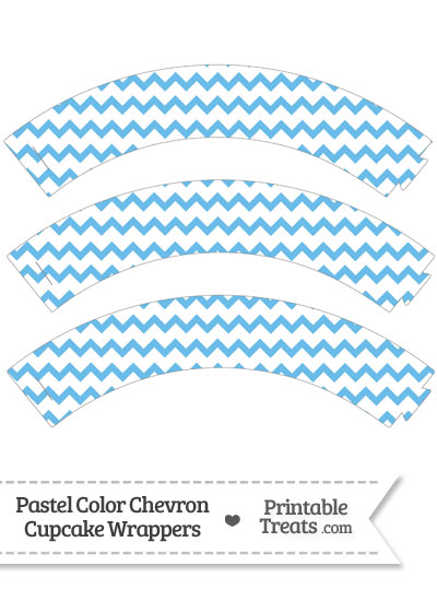 Pastel Blue Chevron Cupcake Wrappers from PrintableTreats.com