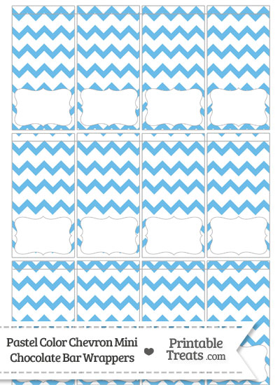 Pastel Blue Chevron Mini Chocolate Bar Wrappers from PrintableTreats.com