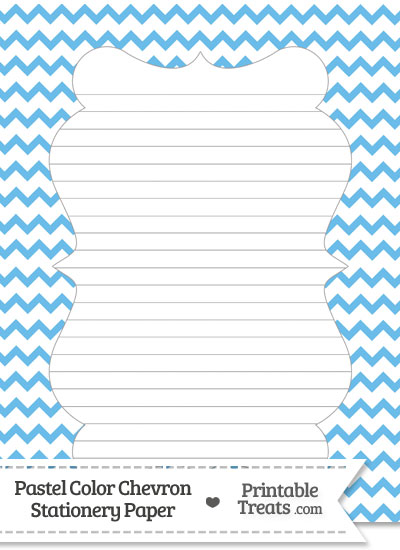 Pastel Blue Chevron Stationery Paper from PrintableTreats.com