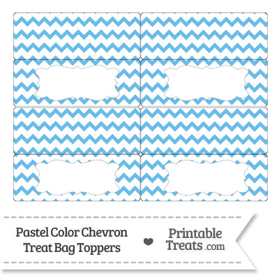 Pastel Blue Chevron Treat Bag Toppers from PrintableTreats.com