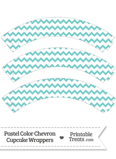 Pastel Blue Green Chevron Cupcake Wrappers from PrintableTreats.com