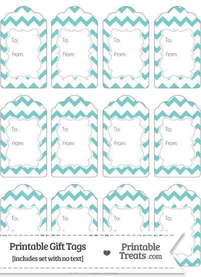 Pastel Blue Green Chevron Gift Tags from PrintableTreats.com