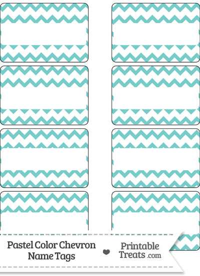 Pastel Blue Green Chevron Name Tags from PrintableTreats.com