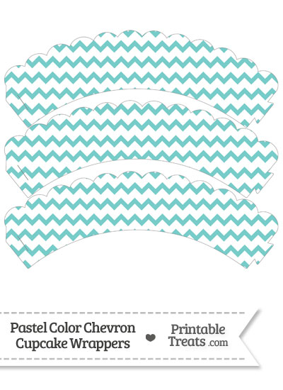 Pastel Blue Green Chevron Scalloped Cupcake Wrappers from PrintableTreats.com