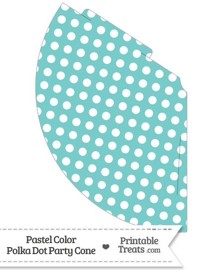 Pastel Blue Green Polka Dot Party Cone from PrintableTreats.com
