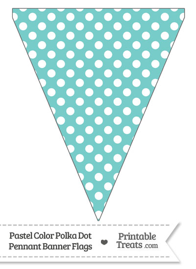 Pastel Blue Green Polka Dot Pennant Banner Flag from PrintableTreats.com