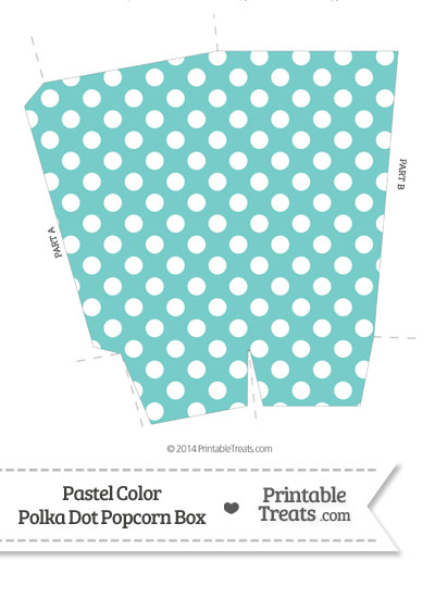 Pastel Blue Green Polka Dot Popcorn Box from PrintableTreats.com