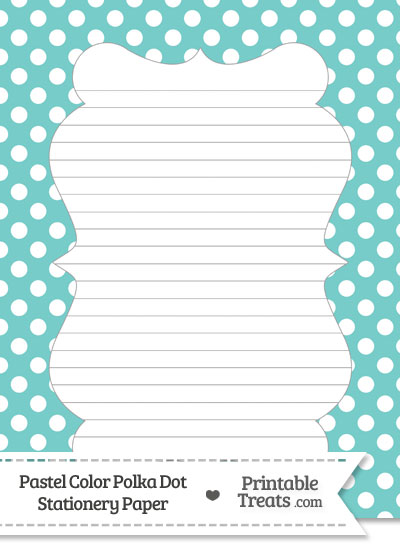 Pastel Blue Green Polka Dot Stationery Paper from PrintableTreats.com