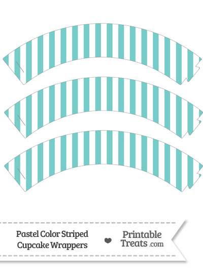 Pastel Blue Green Striped Cupcake Wrappers from PrintableTreats.com