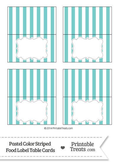 Pastel Blue Green Striped Food Labels from PrintableTreats.com