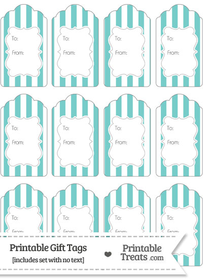 Pastel Blue Green Striped Gift Tags from PrintableTreats.com