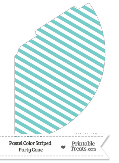 Pastel Blue Green Striped Party Cone from PrintableTreats.com