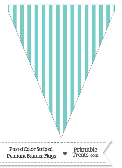 Pastel Blue Green Striped Pennant Banner Flag from PrintableTreats.com