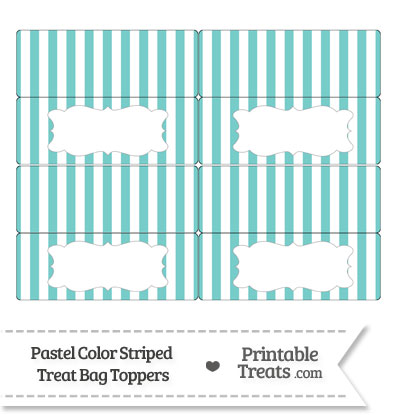 Pastel Blue Green Striped Treat Bag Toppers from PrintableTreats.com
