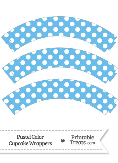 Pastel Blue Polka Dot Cupcake Wrappers from PrintableTreats.com