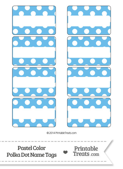 Pastel Blue Polka Dot Name Tags from PrintableTreats.com