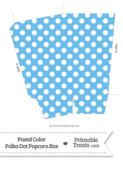 Pastel Blue Polka Dot Popcorn Box from PrintableTreats.com
