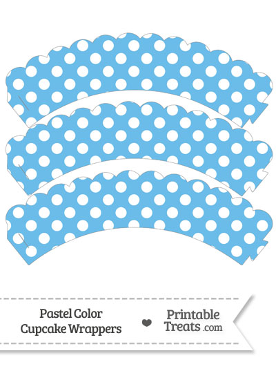 Pastel Blue Polka Dot Scalloped Cupcake Wrappers from PrintableTreats.com