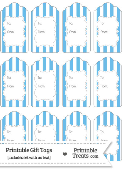 Pastel Blue Striped Gift Tags from PrintableTreats.com