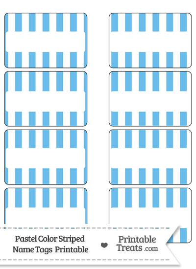 Pastel Blue Striped Name Tags from PrintableTreats.com