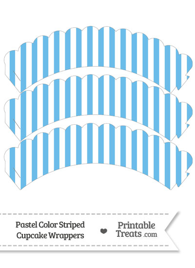 Pastel Blue Striped Scalloped Cupcake Wrappers from PrintableTreats.com