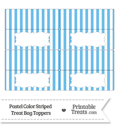 Pastel Blue Striped Treat Bag Toppers from PrintableTreats.com