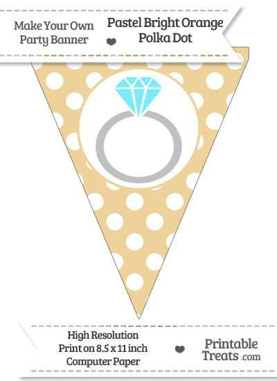 Pastel Bright Orange Polka Dot Pennant Flag with Engagement Ring Download from PrintableTreats.com