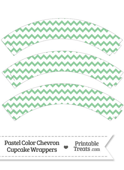 Pastel Green Chevron Cupcake Wrappers from PrintableTreats.com