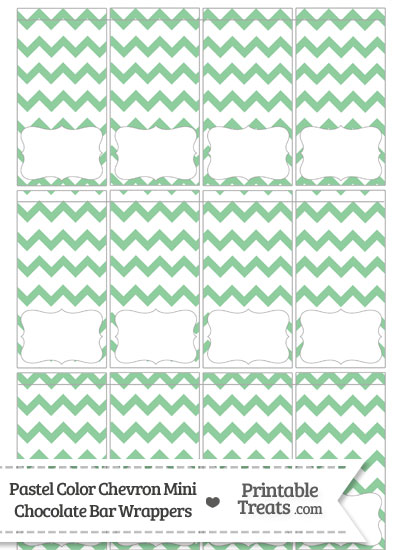 Pastel Green Chevron Mini Chocolate Bar Wrappers from PrintableTreats.com