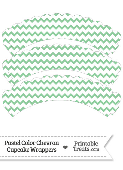 Pastel Green Chevron Scalloped Cupcake Wrappers from PrintableTreats.com