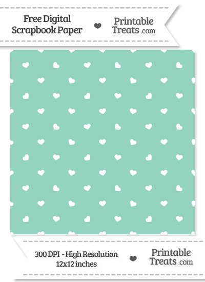 Pastel Green Hearts Digital Paper from PrintableTreats.com