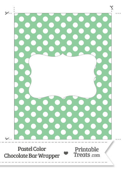 Pastel Green Polka Dot Chocolate Bar Wrappers from PrintableTreats.com