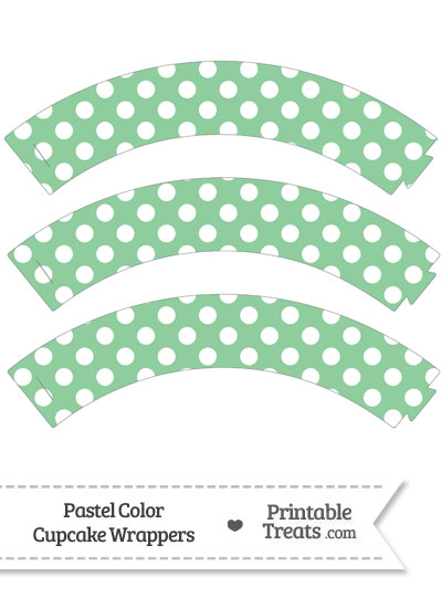 Pastel Green Polka Dot Cupcake Wrappers from PrintableTreats.com