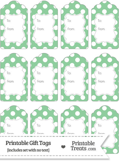 Pastel Green Polka Dot Gift Tags from PrintableTreats.com