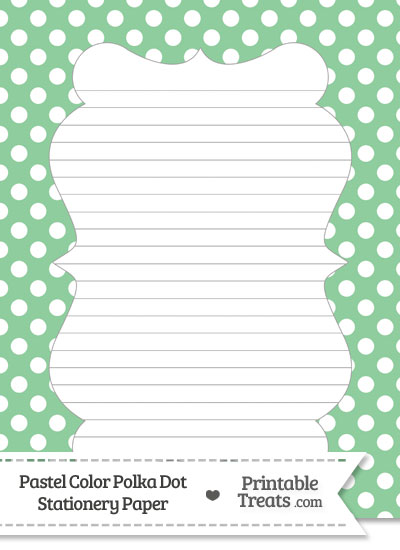 Pastel Green Polka Dot Stationery Paper from PrintableTreats.com
