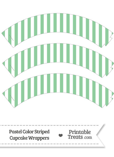 Pastel Green Striped Cupcake Wrappers from PrintableTreats.com