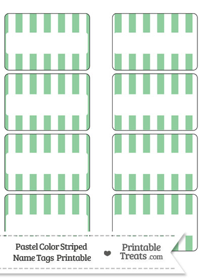 Pastel Green Striped Name Tags from PrintableTreats.com