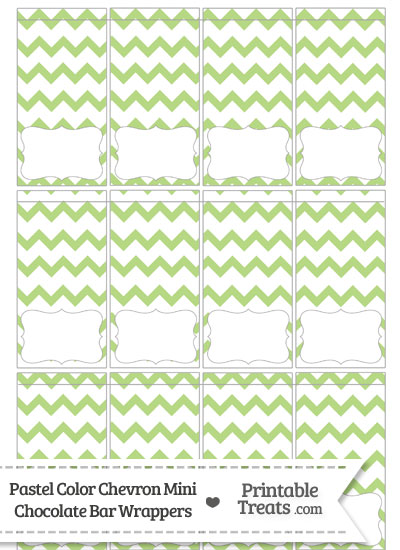 Pastel Light Green Chevron Mini Chocolate Bar Wrappers from PrintableTreats.com