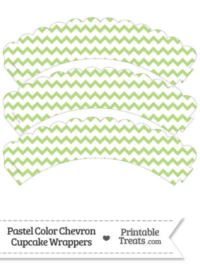 Pastel Light Green Chevron Scalloped Cupcake Wrappers from PrintableTreats.com