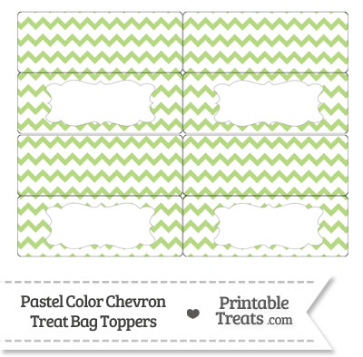 Pastel Light Green Chevron Treat Bag Toppers from PrintableTreats.com