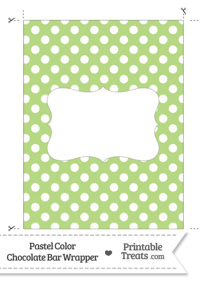 Pastel Light Green Polka Dot Chocolate Bar Wrappers from PrintableTreats.com