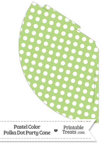 Pastel Light Green Polka Dot Party Cone from PrintableTreats.com