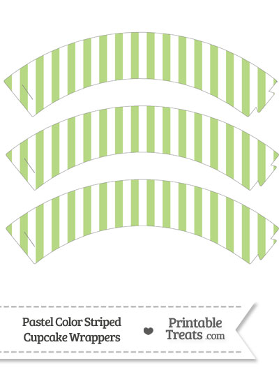 Pastel Light Green Striped Cupcake Wrappers from PrintableTreats.com
