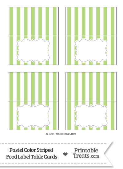 Pastel Light Green Striped Food Labels from PrintableTreats.com