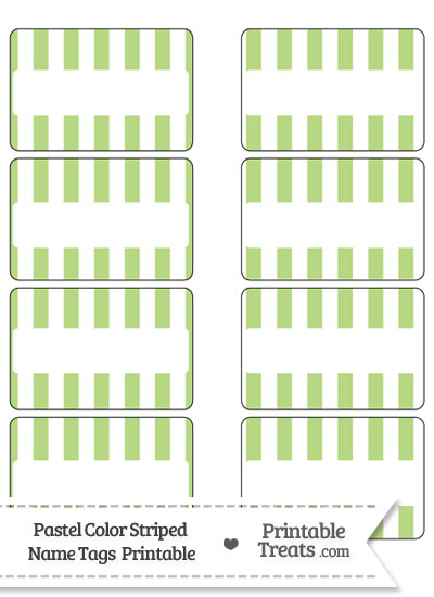 Pastel Light Green Striped Name Tags from PrintableTreats.com
