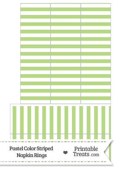 Pastel Light Green Striped Napkin Rings from PrintableTreats.com