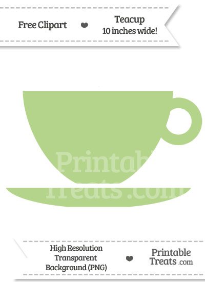 Pastel Light Green Teacup Clipart from PrintableTreats.com