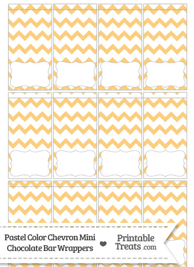 Pastel Light Orange Chevron Mini Chocolate Bar Wrappers from PrintableTreats.com