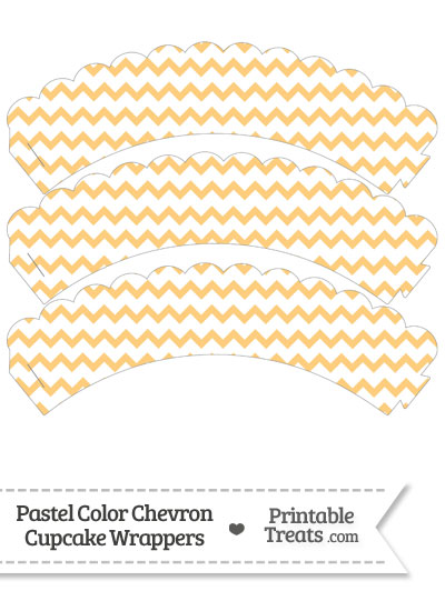 Pastel Light Orange Chevron Scalloped Cupcake Wrappers from PrintableTreats.com